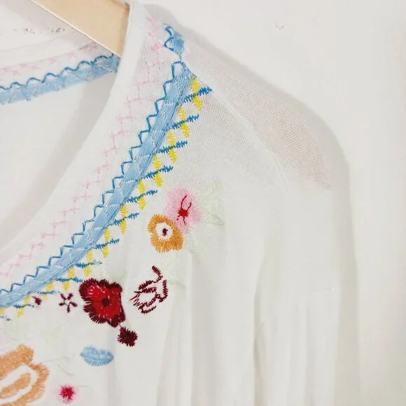 Liv Los Angeles 1X Long Sleeve Creamy White Embroidered Top, Boho, Bohemian - Picture 10 of 16